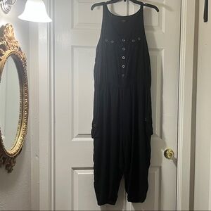 Elegant Black Button-Front‎ Jumpsuit